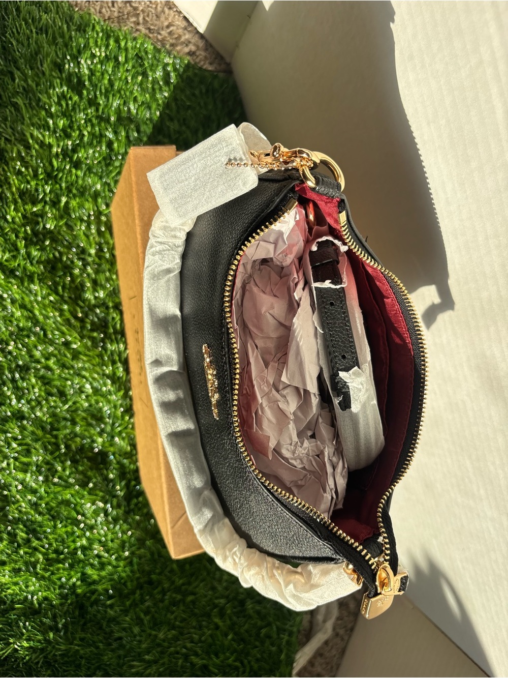 Coach Black Pebbled Leather Mini Shoulder Bag with Gold Hardware - Picture 3 of 5